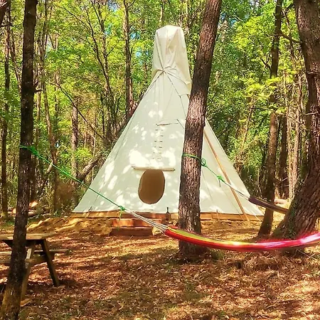 Authentic Nature Retreat: Log Chalets and Tipis with Pool and Lascaux View Les Farges  Exterior photo